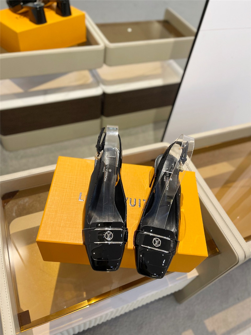 l0vis Vvtt0n black patent leather shake slingback pumps