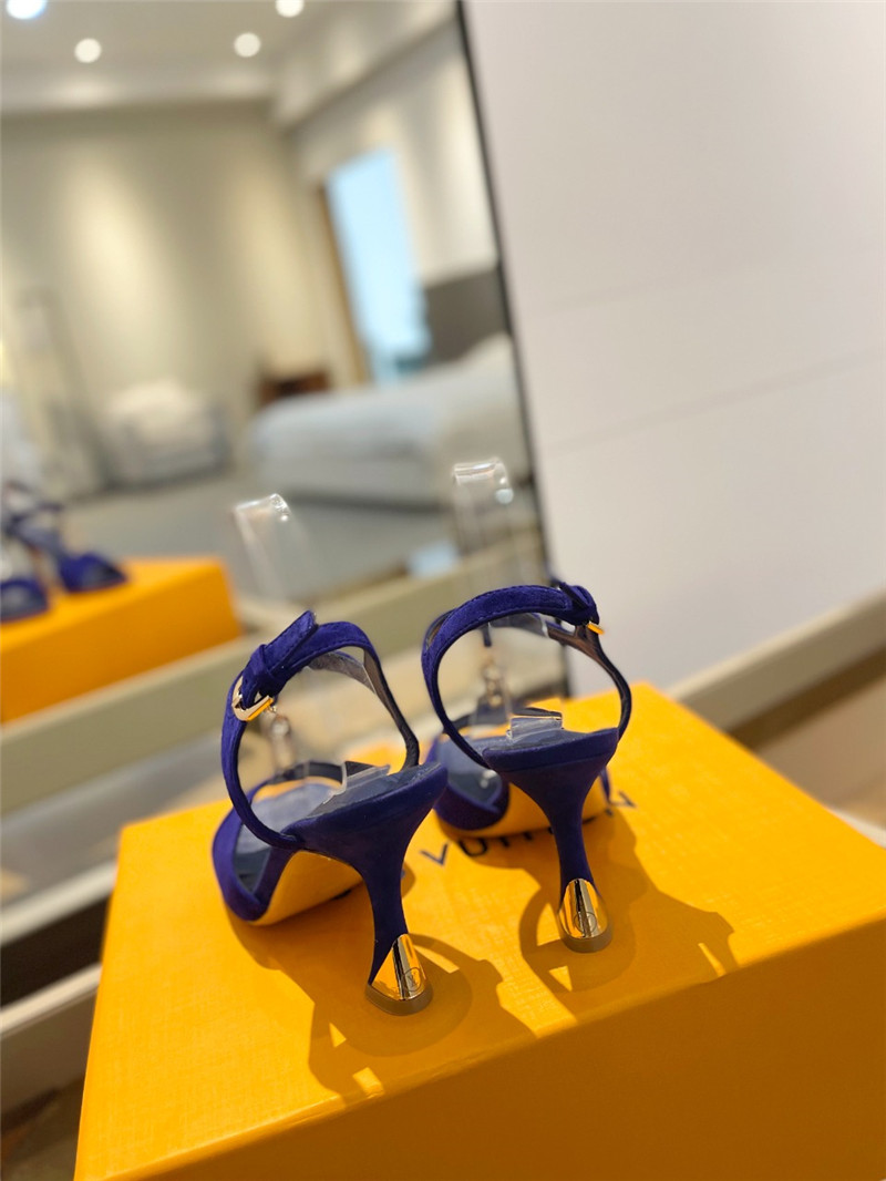 l0vis Vvtt0n blue satin chain sparkle heels sandals
