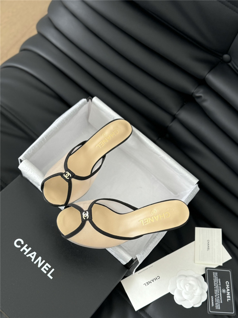Ch**el transparent mesh peep toe heels