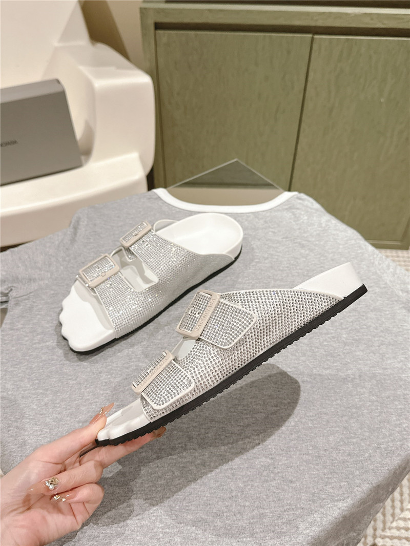 Ba1en*iaga rhinestone slippers silver
