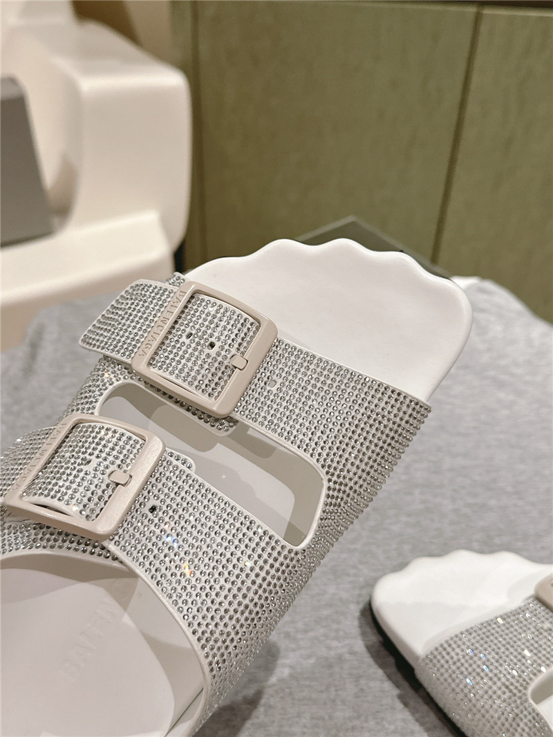 Ba1en*iaga rhinestone slippers silver