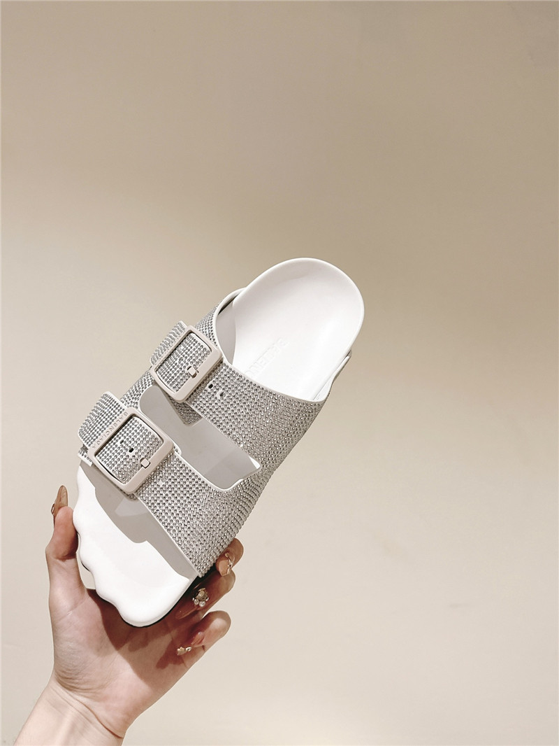 Ba1en*iaga rhinestone slippers silver