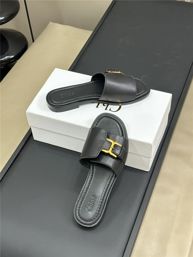 Chloé Marcie Black Leather Slides