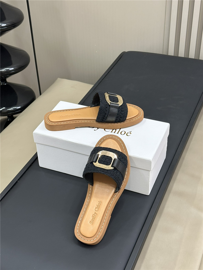 Chloé Black Woven Slide Mule