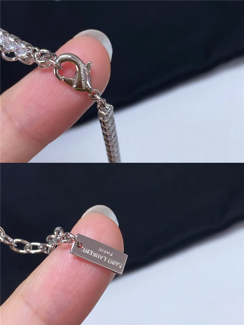 y51 full D1am0nd chain contrast logo necklace