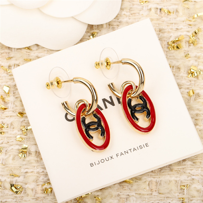 Ch**el oval double c earrings