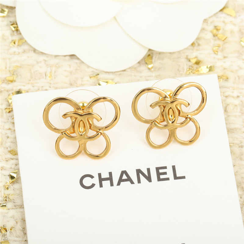 Ch**el butterfly double c earrings