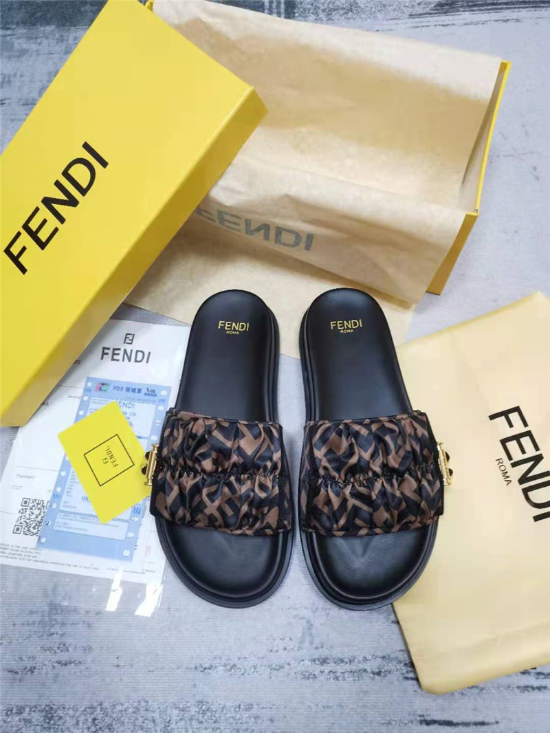 F**di wide strap flat slippers replica shoes