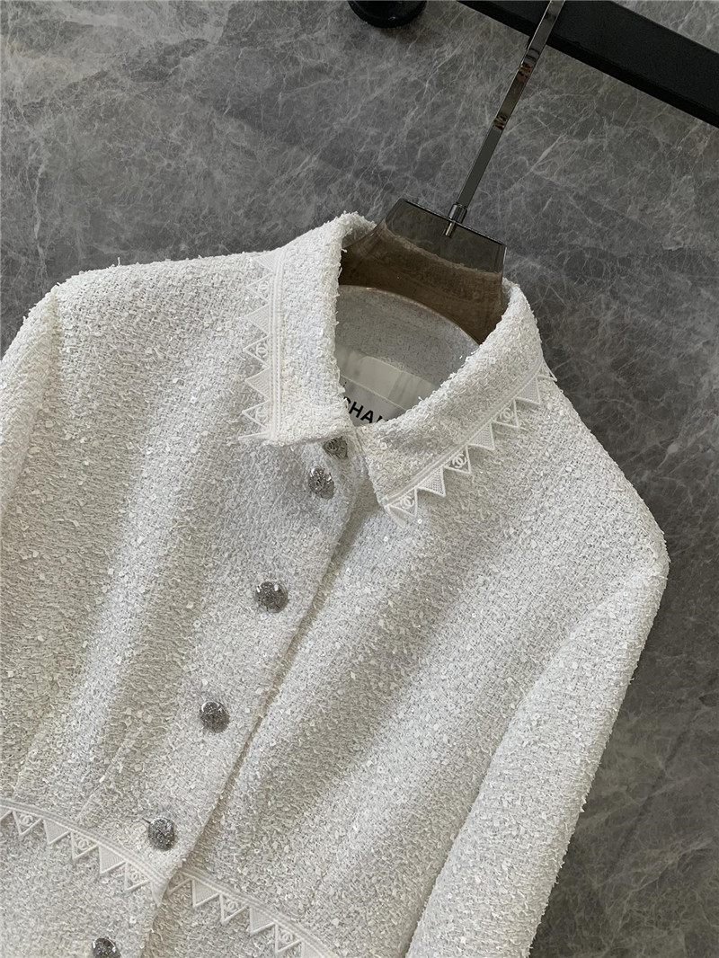 Ch**el white sequined lace tweed jacket replica d&g clothing