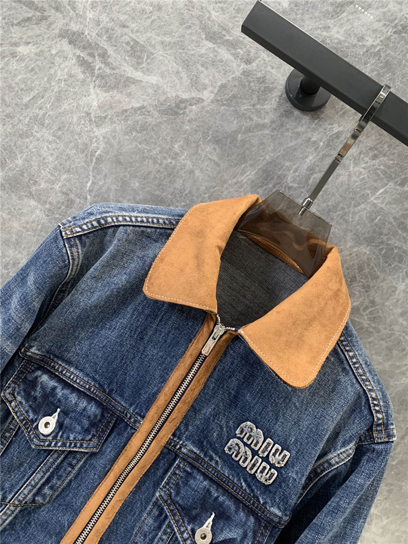 M1um1u lapel denim jacket replica d&g clothing