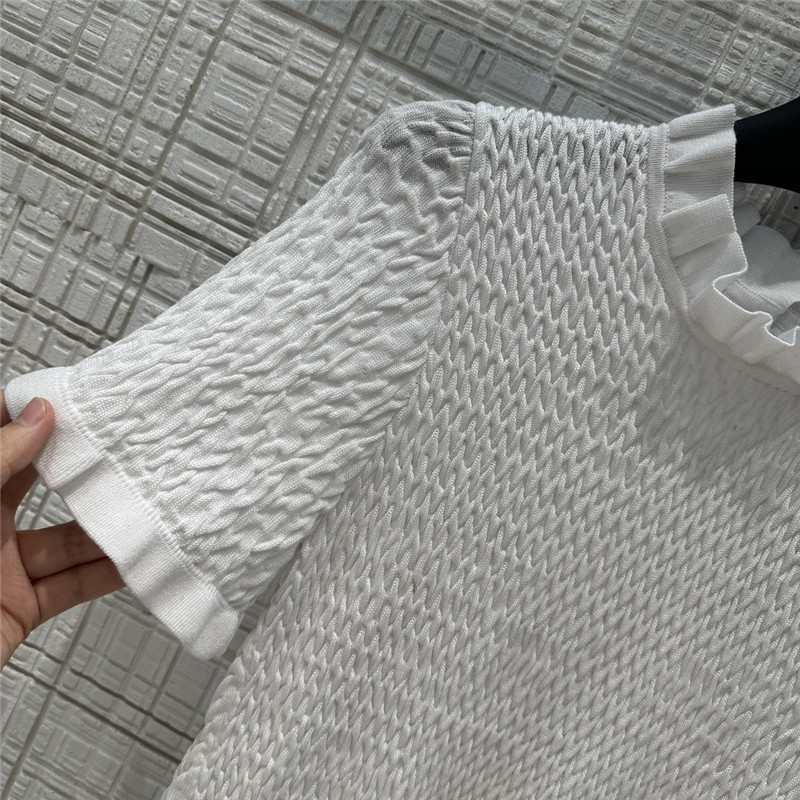 Ch**el lace collar short-sleeve top white