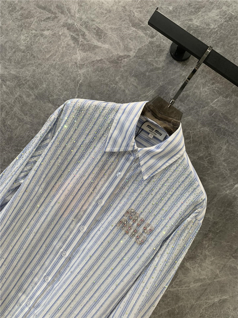 M1um1u letter striped long-sleeved shirt replica d&g clothing