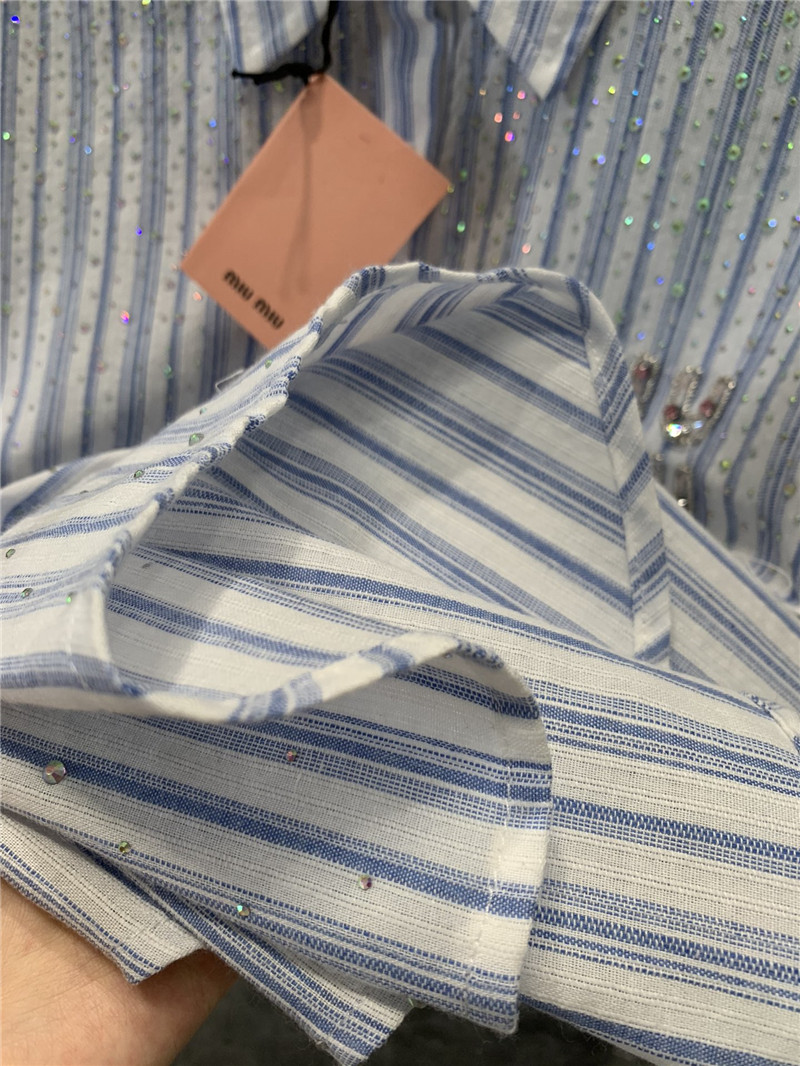 M1um1u letter striped long-sleeved shirt replica d&g clothing