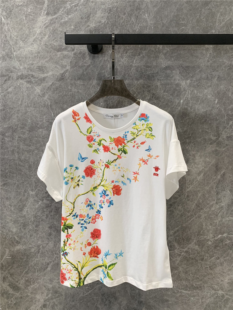 D10r floral print round neck short sleeve t-shirt replicas clothes