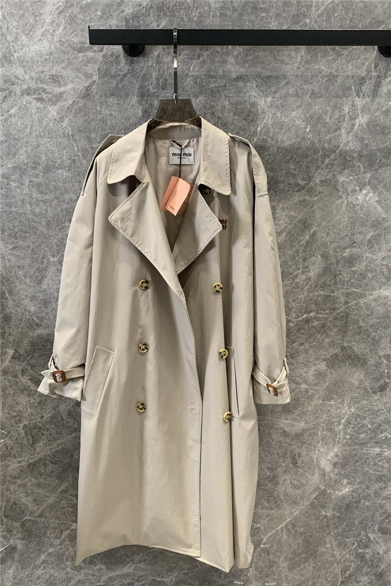 M1um1u double-breasted long trench coat replica d&g clothing