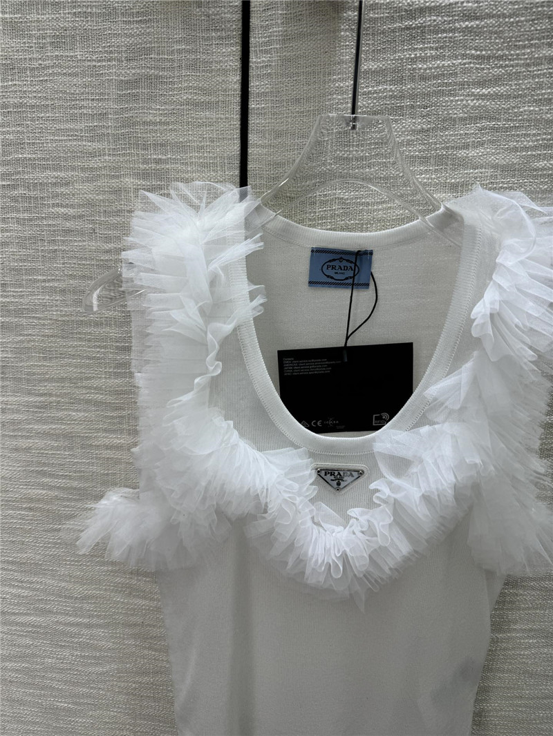 Pra*a mesh stitching see-through small vest replica d&g clothing