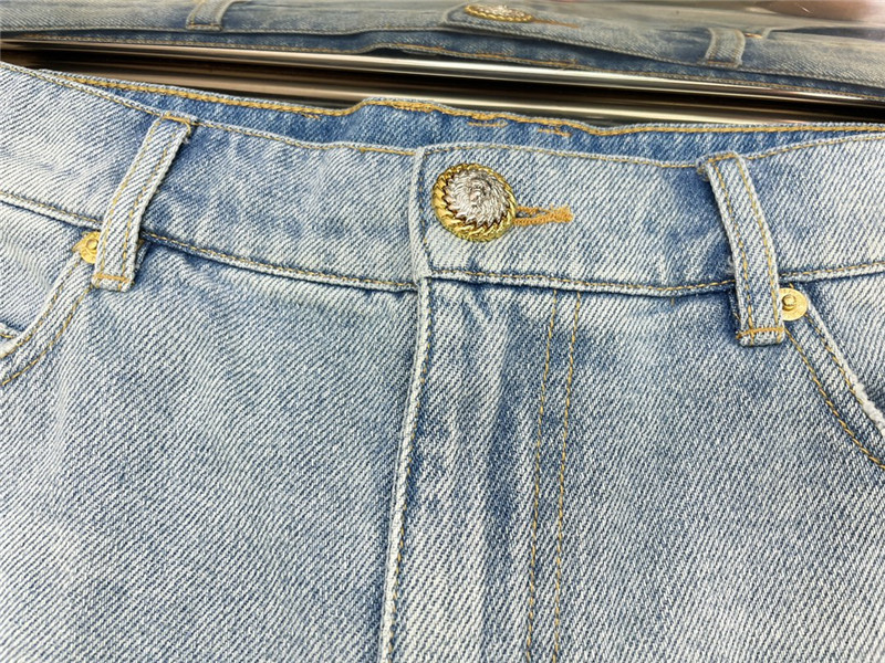 Balmain distressed washed fur denim short replica d&g clothing