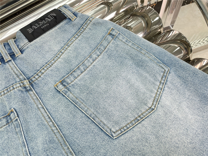 Balmain distressed washed fur denim short replica d&g clothing