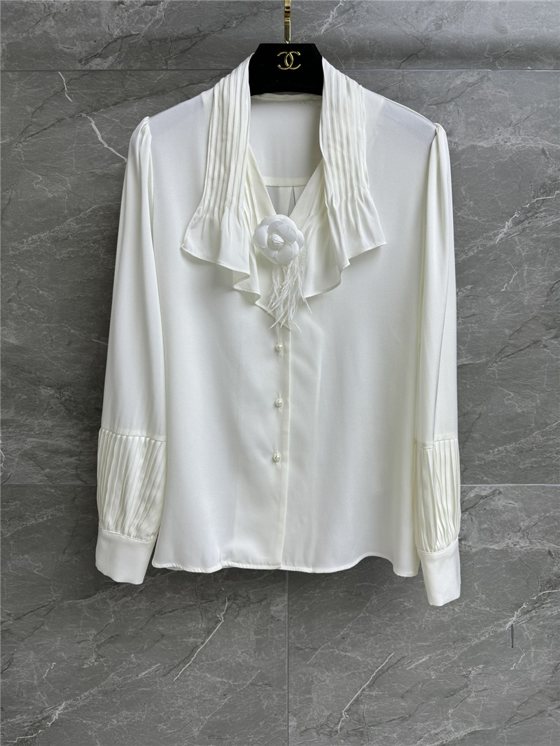 Ch**el white pussybow silk blouse