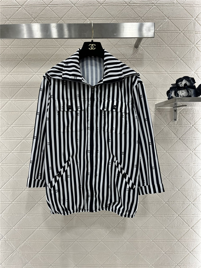 ch**el hot D1am0nd double c striped hooded jacket replicas clothes