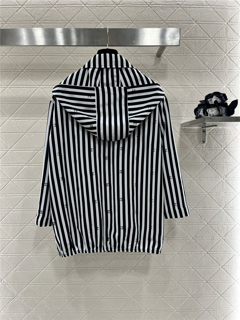 ch**el hot D1am0nd double c striped hooded jacket replicas clothes