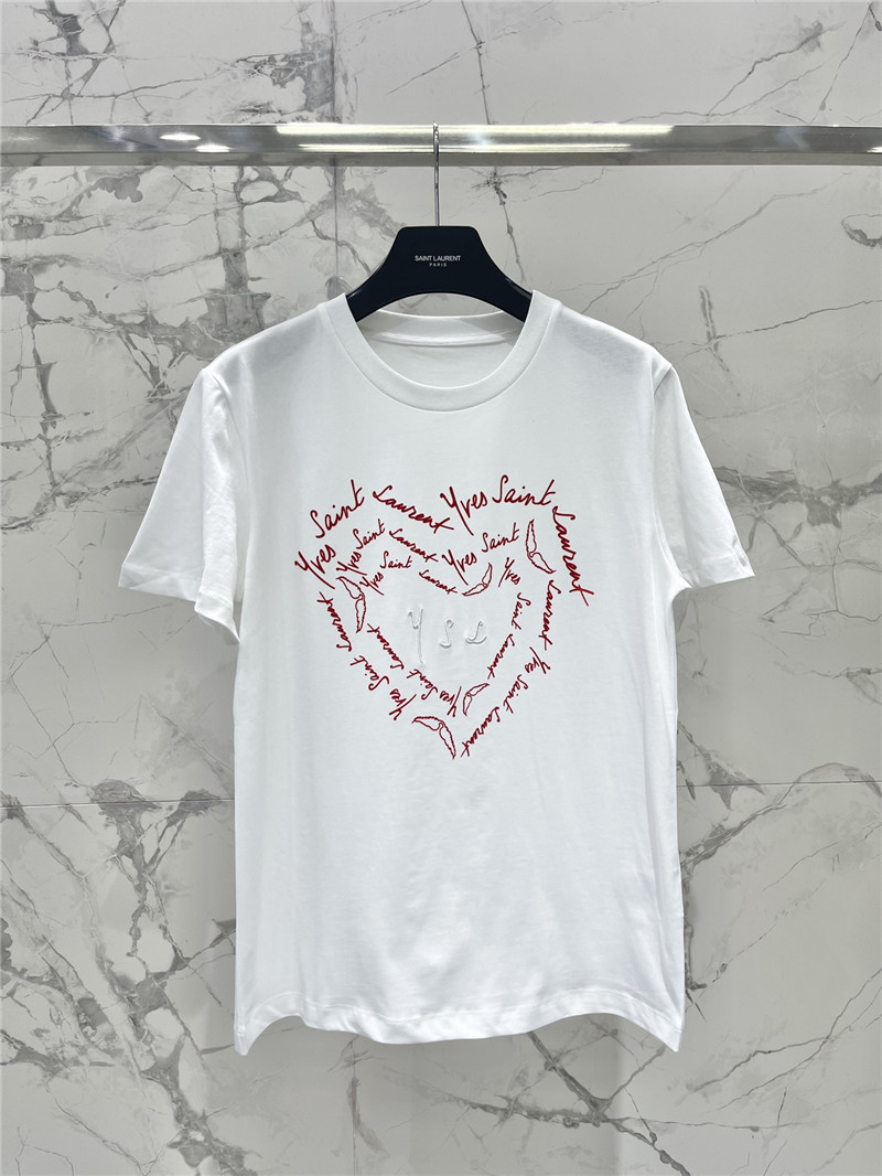 Y51 heart flocking embroidered letters t replica clothing sites