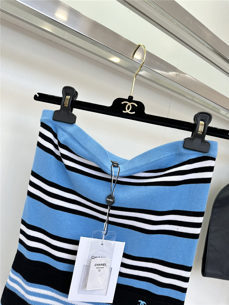 Ch**el striped contrast knitted tube top dress replica d&g clothing