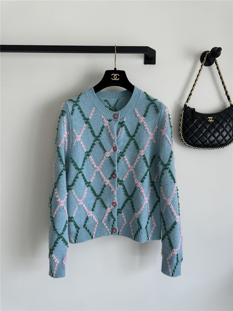 ch**el D1am0nd jacquard cardigan blue