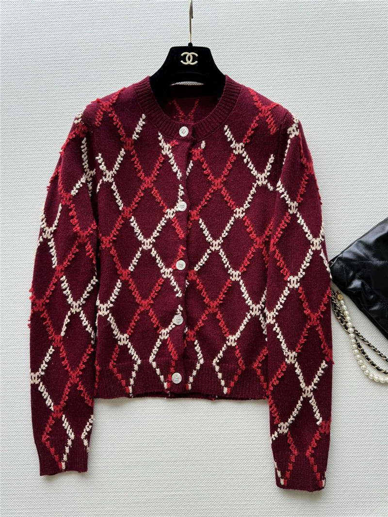 ch**el D1am0nd jacquard cardigan red