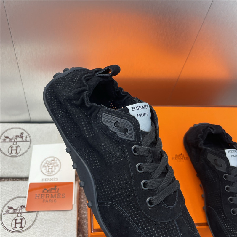 H**me5 black flat round toe lace-up sneakers