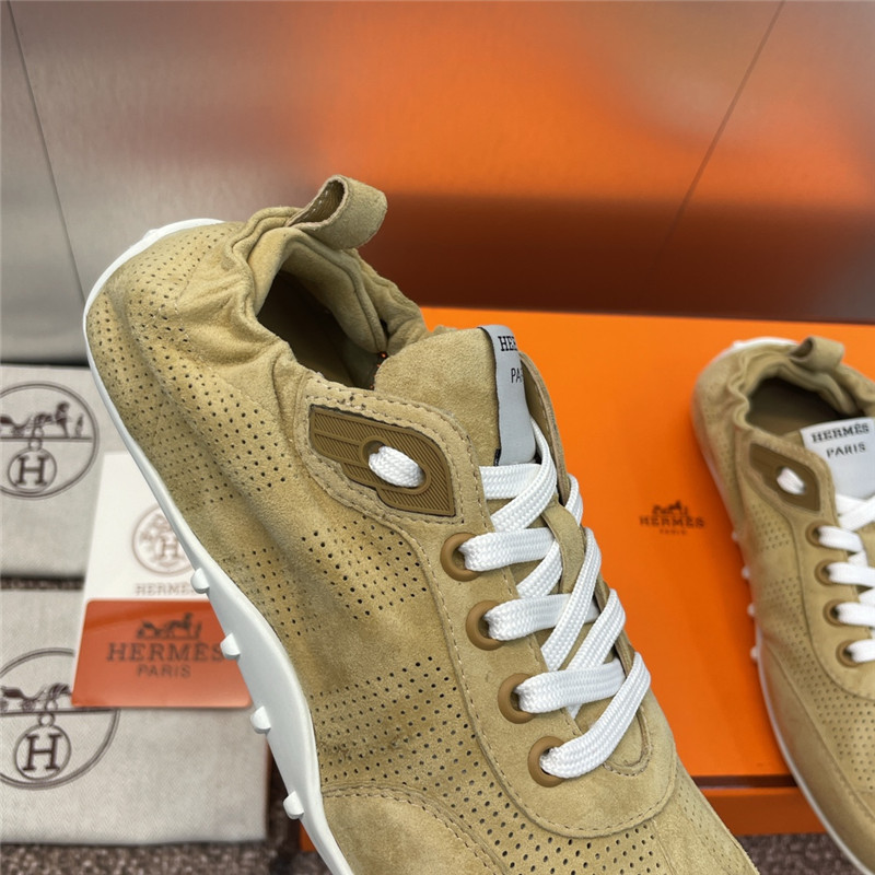 H**me5 beige flat round toe lace-up sneakers