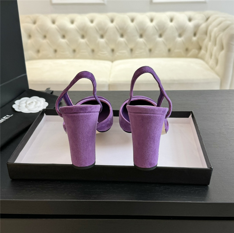 Ch**el slingback sandals in suede purple