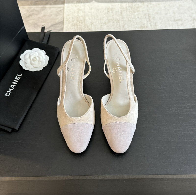 Ch**el slingback sandals in suede off white