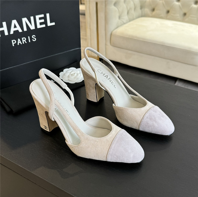 Ch**el slingback sandals in suede off white