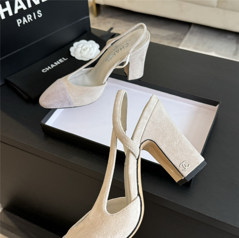 Ch**el slingback sandals in suede off white
