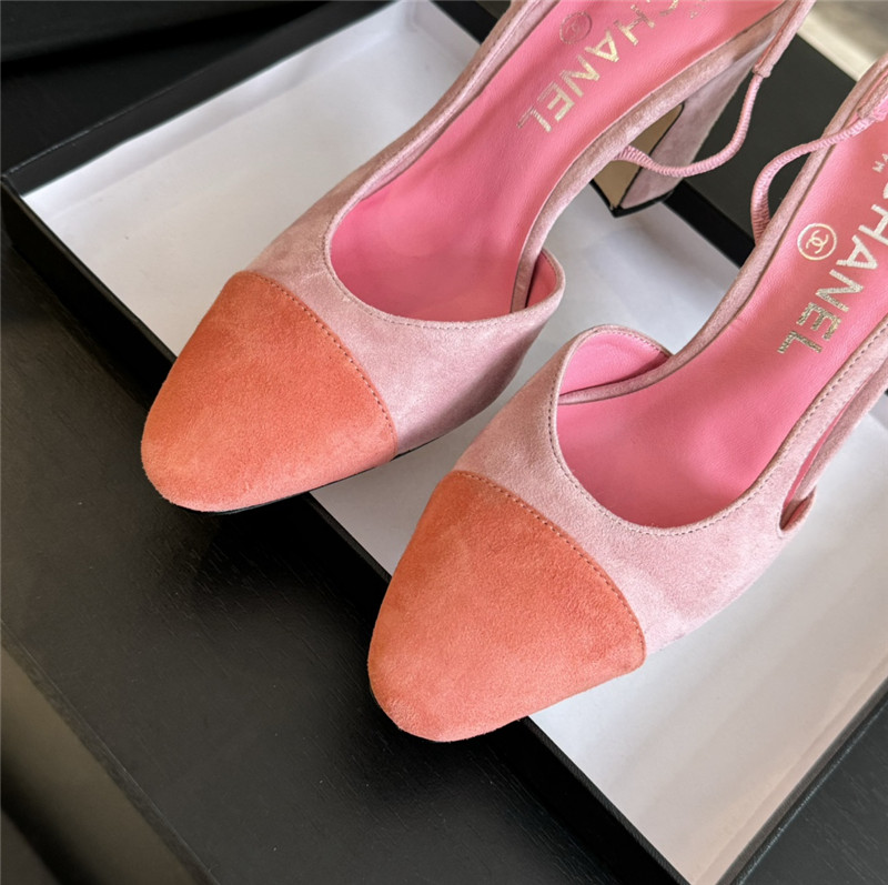 Ch**el pink suede slingback sandals