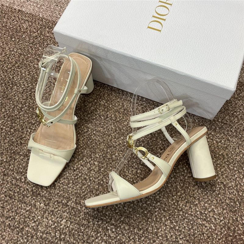 c’est D10r heeled sandal ivory calfskin