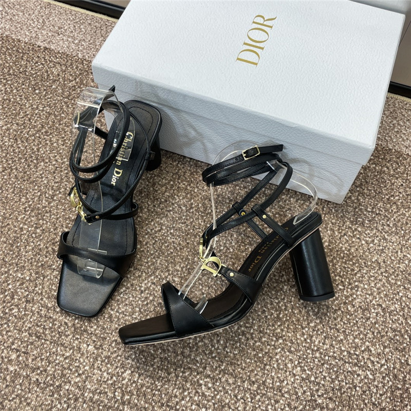 c’est D10r heeled sandal black calfskin