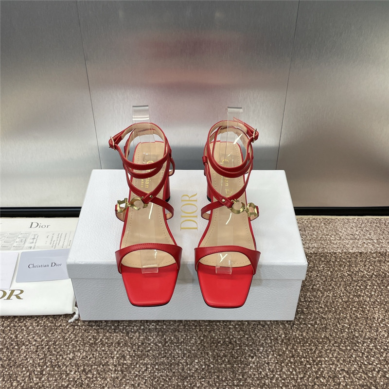 c’est D10r heeled sandal red calfskin