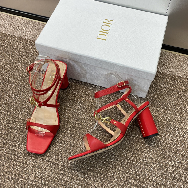 c’est D10r heeled sandal red calfskin