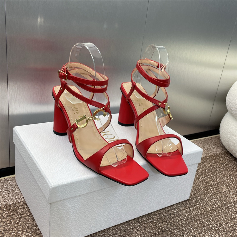 c’est D10r heeled sandal red calfskin