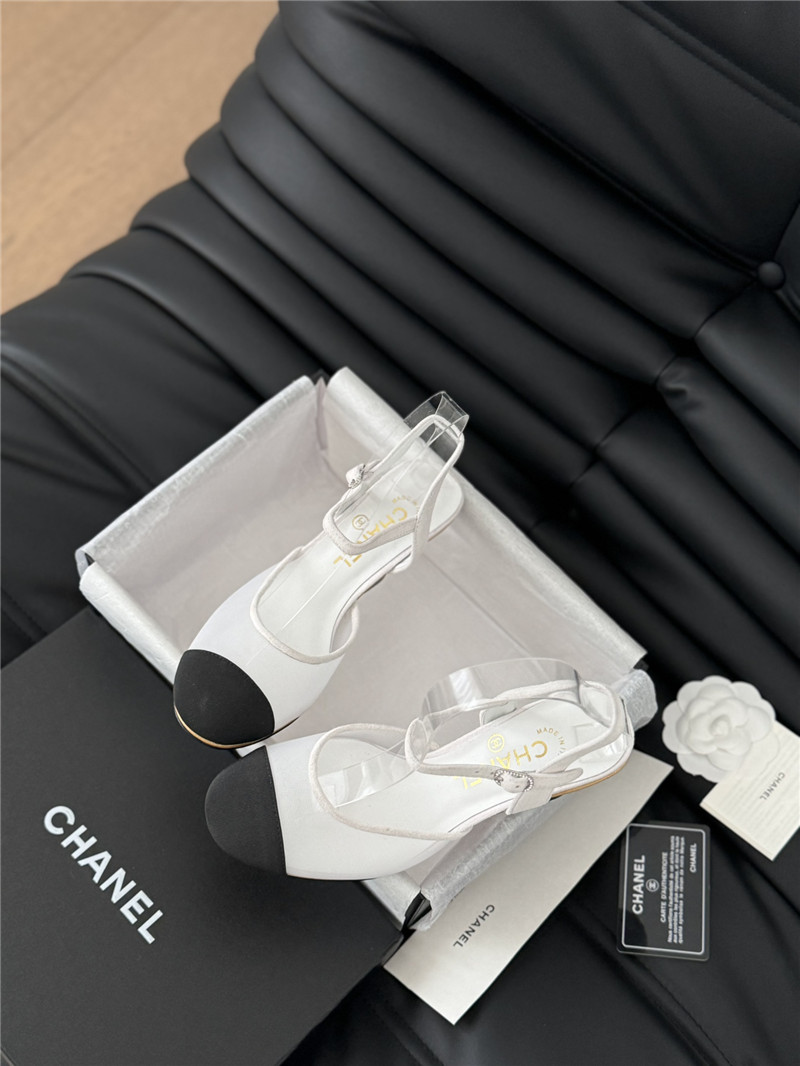 Ch**el white mesh cap-toe ankle wedge sandal