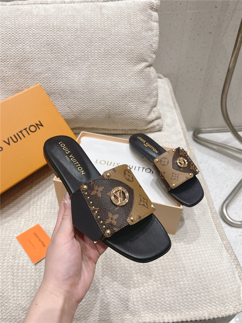 l0vis Vvtt0n lv frame flat mule cacao