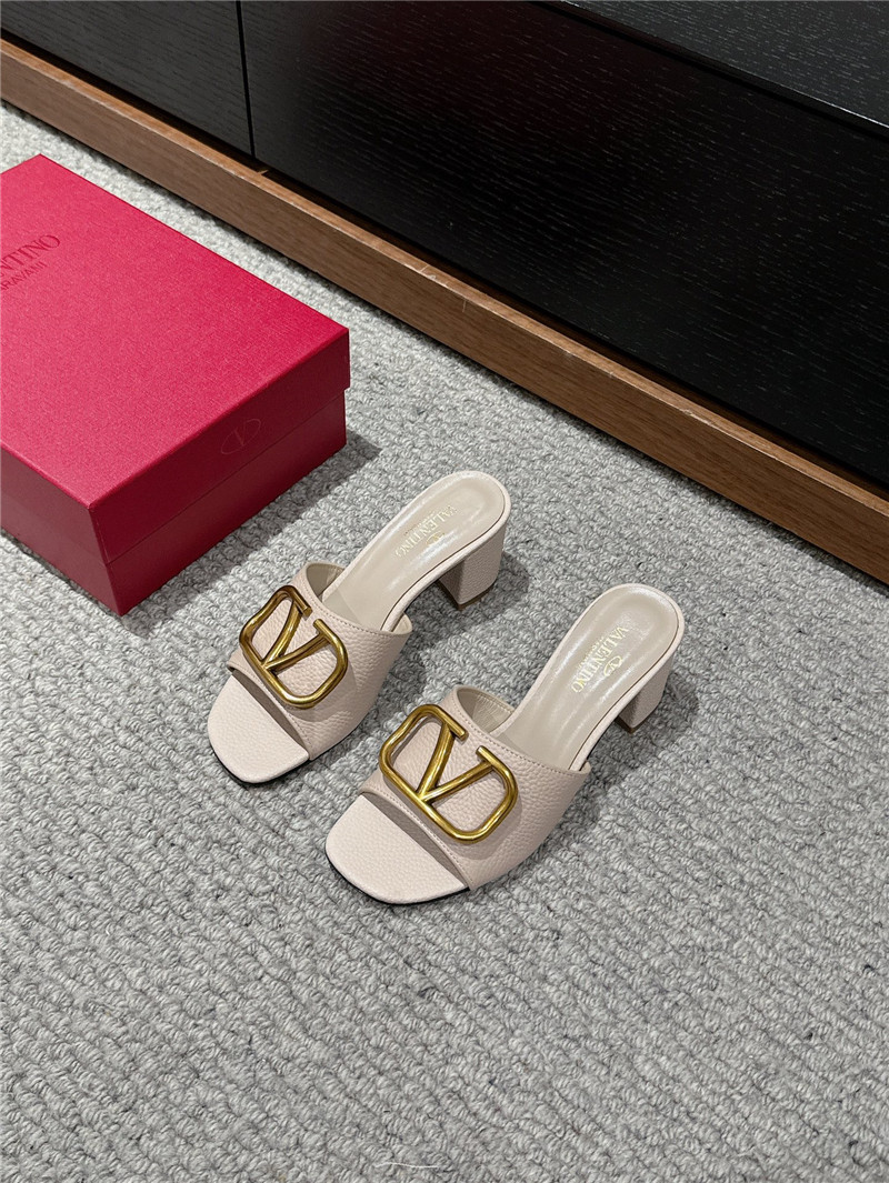 Va1e*ntin0 vlogo signature neutral leather slide sandals 60mm