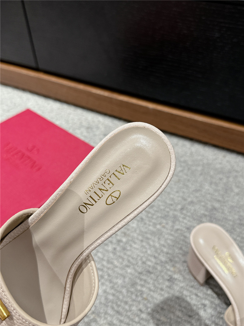 Va1e*ntin0 vlogo signature neutral leather slide sandals 60mm