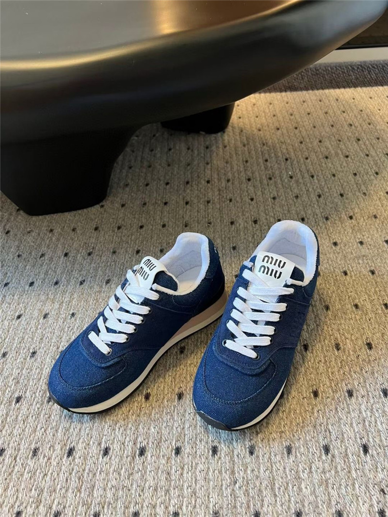Miu Miu Plume Suede Sneakers Blue