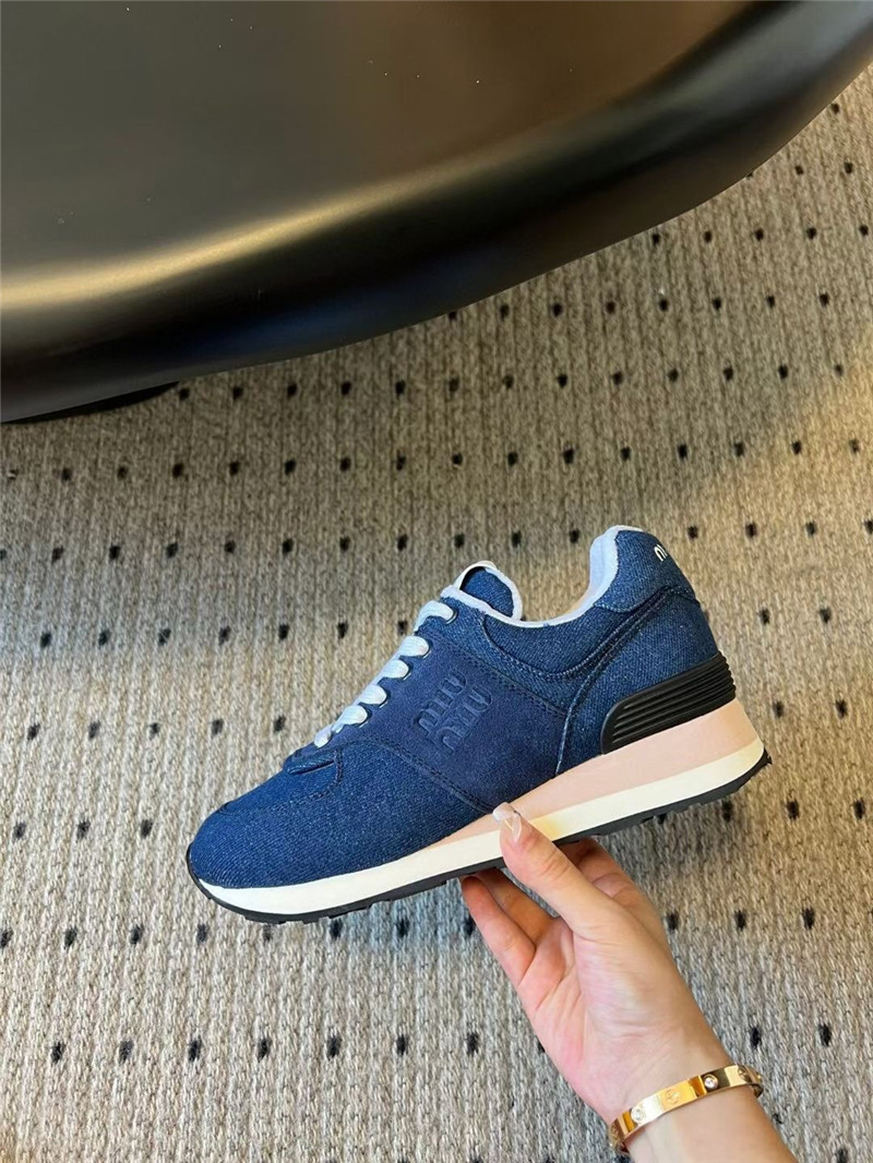 Miu Miu Plume Suede Sneakers Blue