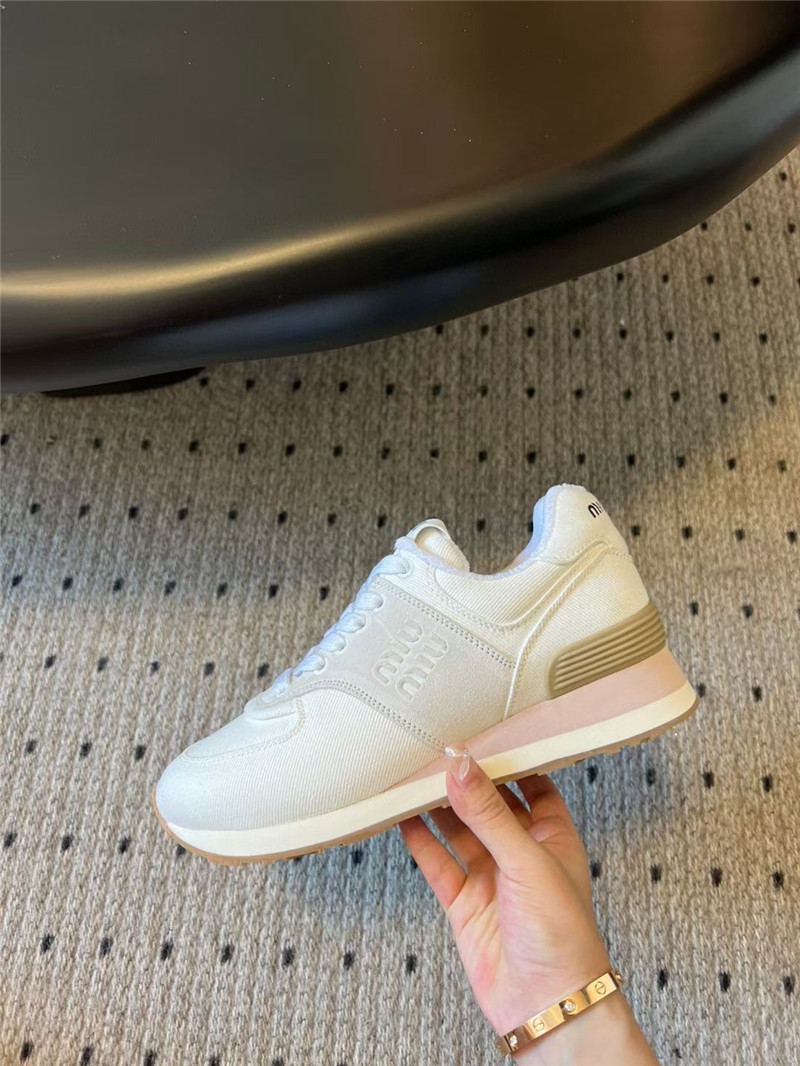 Miu Miu Plume Suede Sneakers White