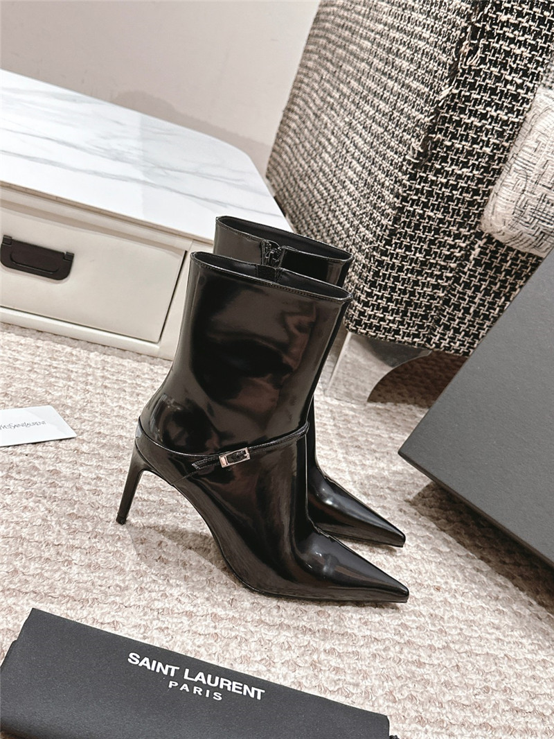 Sa1nt Lau*nt vendome patent buckle stiletto booties