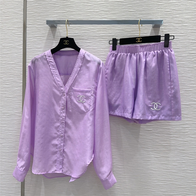 Ch**el shirt + shorts set replica designer clothes